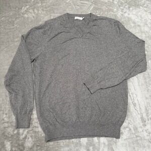 Collars & Co Cashmere V-Neck Pullover Sweater Mens Medium Gray Stretch New NWOT